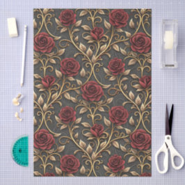Papel De Seda Padrão de estilo damaqueza de rosa vitoriana verme