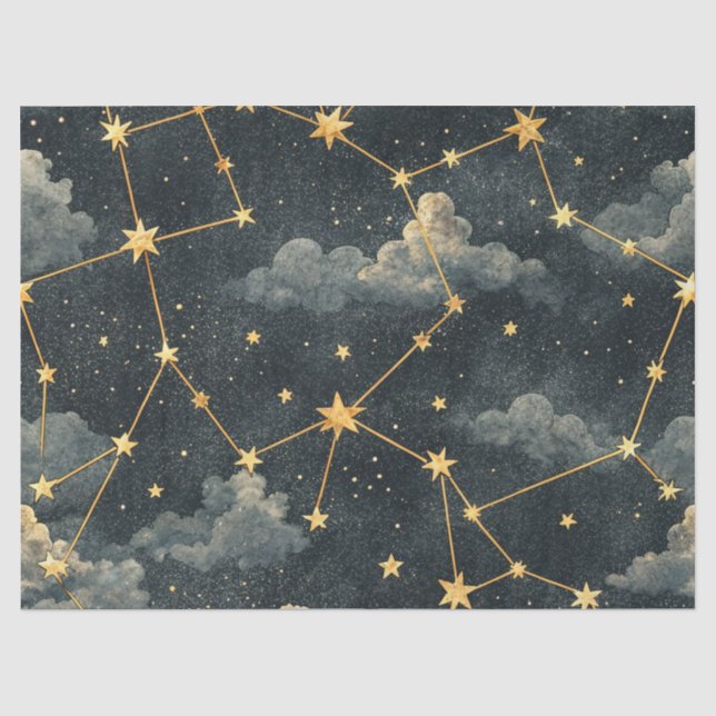 Papel De Seda Padrão de Estrela da Constelação Celeste (1) (Frente )