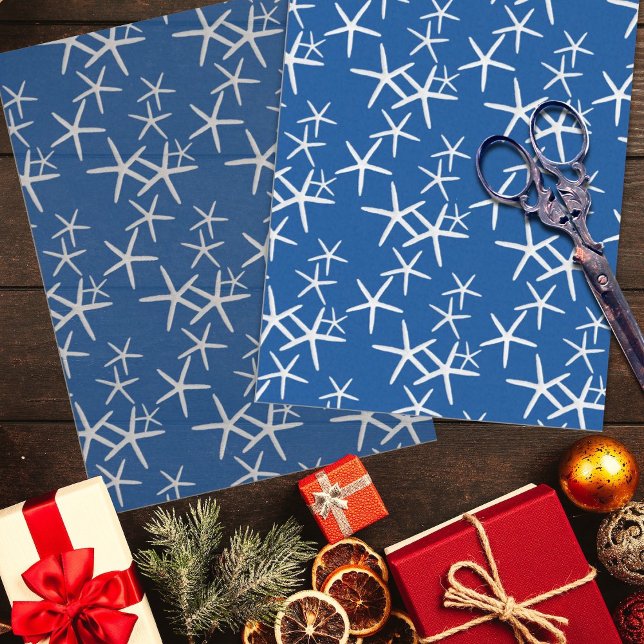 Papel De Seda Padrão de Estrela-do-Mar Azul Marinho (Criador carregado)