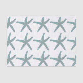 Papel De Seda Padrão de Estrela-do-Mar Praia Azul Teal Cinza Bra