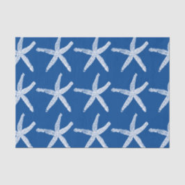 Papel De Seda Padrão de Estrela-do-Mar Praia Náutica Costeira Az