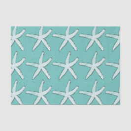 Papel De Seda Padrão de Estrela-do-Mar Praia Náutica Costeira Az