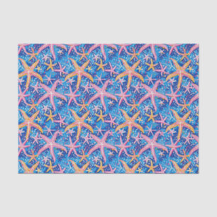 Papel De Seda Padrão de Estrela-do-Mar Rosa e Azul Decoupage