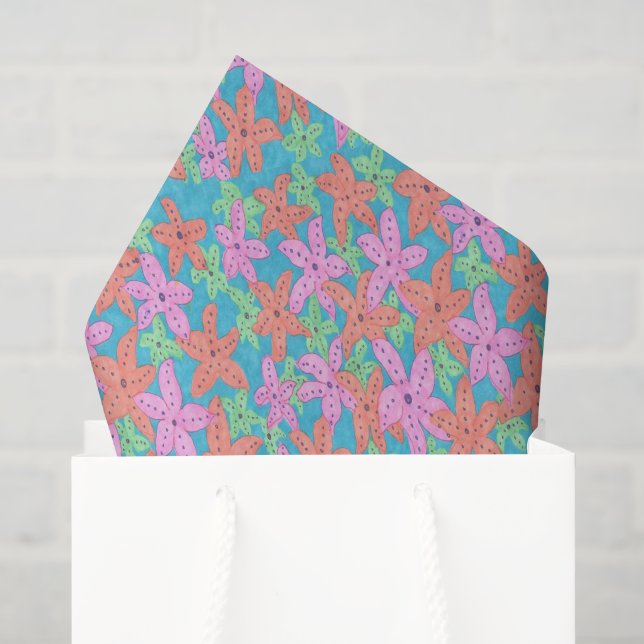 Papel De Seda Padrão de Estrela-do-Mar Tropical (Sacola de presentes)
