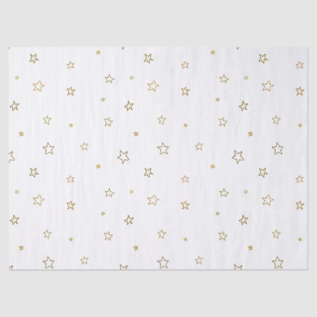 Papel De Seda Padrão de Estrela Espalhada em Branco (Frente )