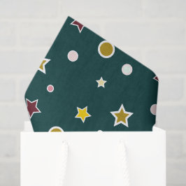Papel De Seda Padrão de Estrela Festiva em Azul Teal Escuro
