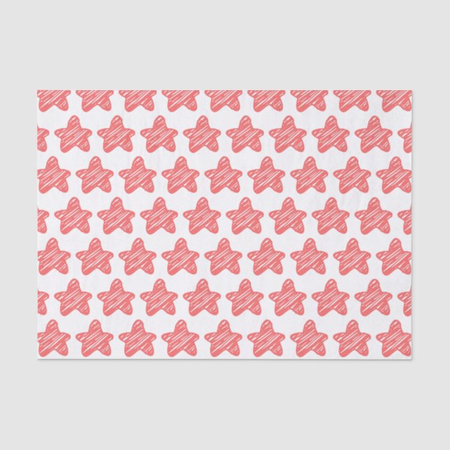 Papel De Seda Padrão de Estrela Rosa Moderna em Desenho (Frente )