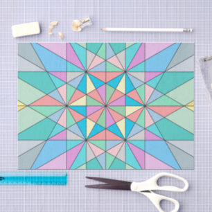 Papel De Seda Padrão de Estrela Triangular Mosaico Pastel Retro