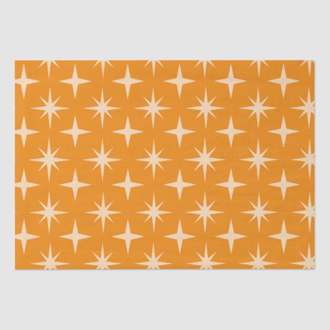 Papel De Seda Padrão de Estrelas Atômicas de Meados do Século em (Frente )