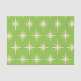 Papel De Seda Padrão de estrelas atômicas retrô em verde lima  
