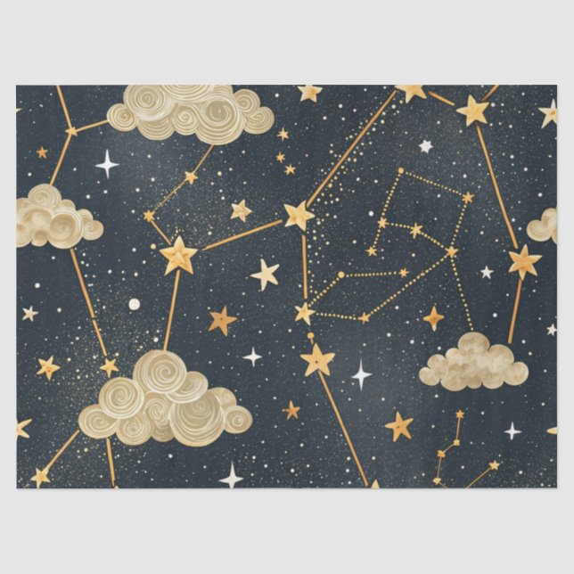 Papel De Seda Padrão de Estrelas da Constelação Celeste (2) (Frente )