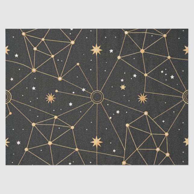 Papel De Seda Padrão de Estrelas da Constelação Celeste (3) (Frente )