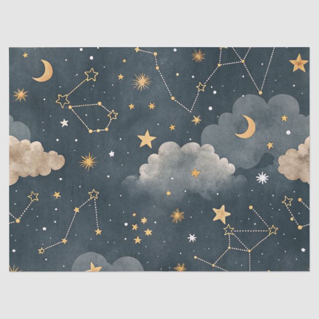 Papel De Seda Padrão de Estrelas da Constelação Celeste (5) (Frente )