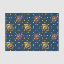 Papel De Seda Padrão de Estrelas de Abóbora em Aquarela Hallowee