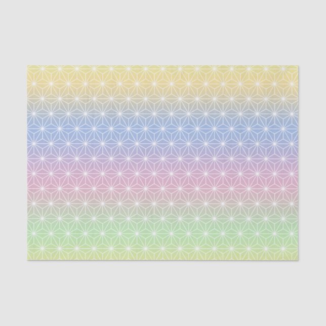 Papel De Seda Padrão de Estrelas Geométricas do Pastel Rainbow A (Frente )