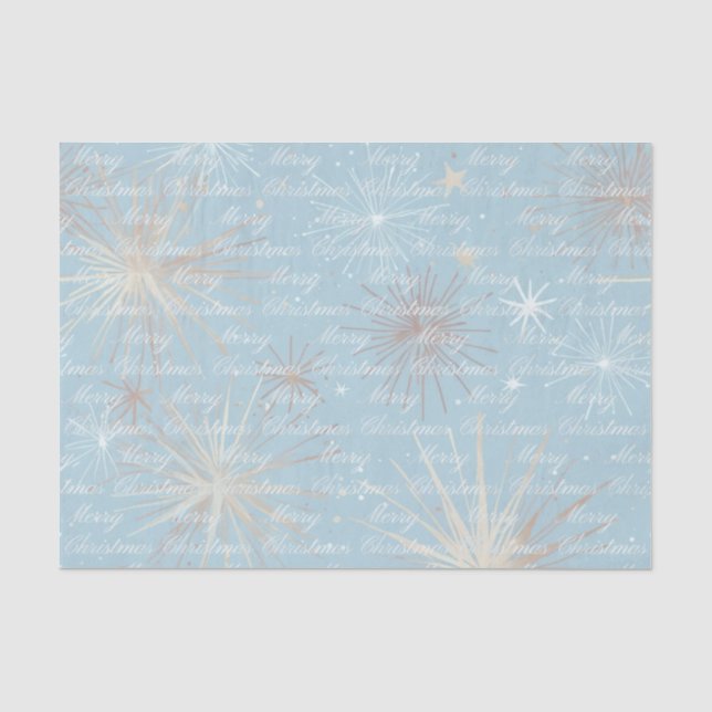 Papel De Seda Padrão de Explosão de Estrela Abstrata Azul Feliz  (Frente )