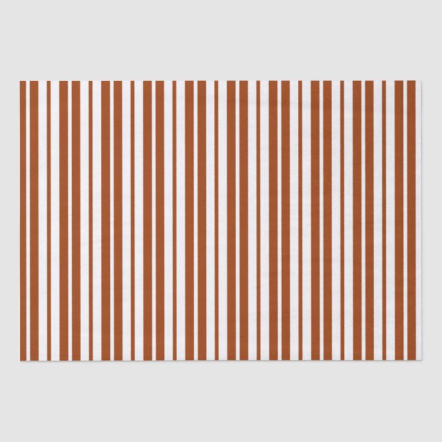 Papel De Seda Padrão de Faixa Vertical Branco Castanho (Frente )