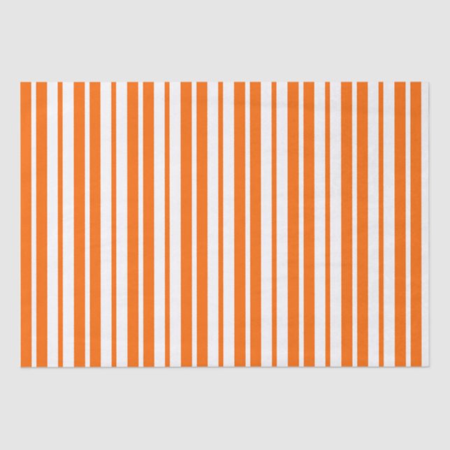 Papel De Seda Padrão de Faixa Vertical Branco Laranja (Frente )