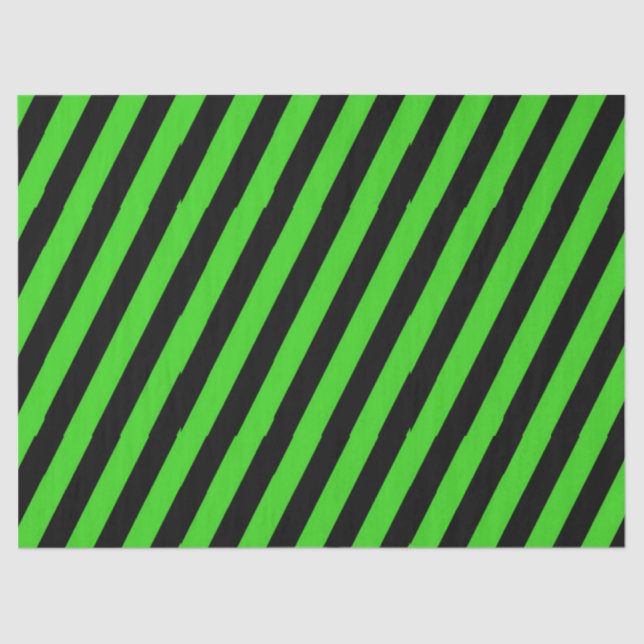 Papel De Seda Padrão de faixas diagonais verdes e pretas (Frente )