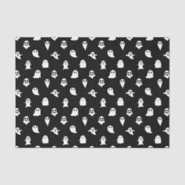 Papel De Seda Padrão de Fantasma Boo Preto e Branco Halloween As