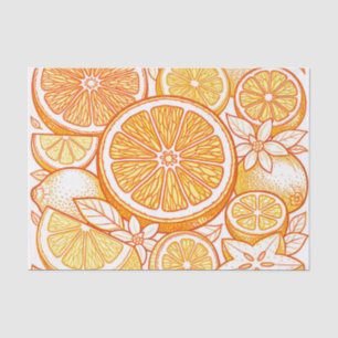 Papel De Seda Padrão de Fatia de Laranja Cítrica Vibrante