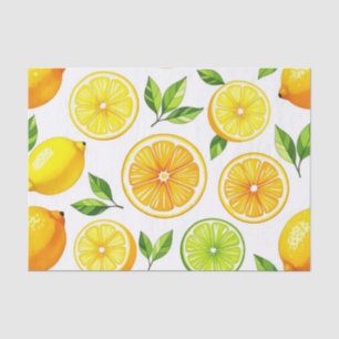 Papel De Seda Padrão de Fatia de Limão Cítrico