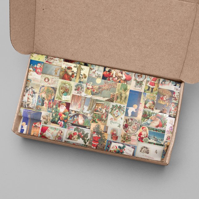 Papel De Seda Padrão de feriado de Papais noeis de cartão postal (Criador carregado)