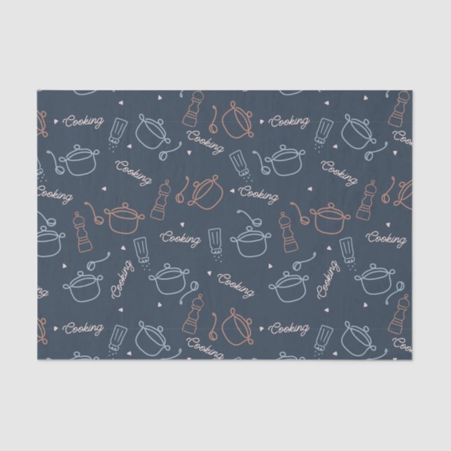Papel De Seda padrão de ferramentas de cozinha de cozinhar fofo (Frente )