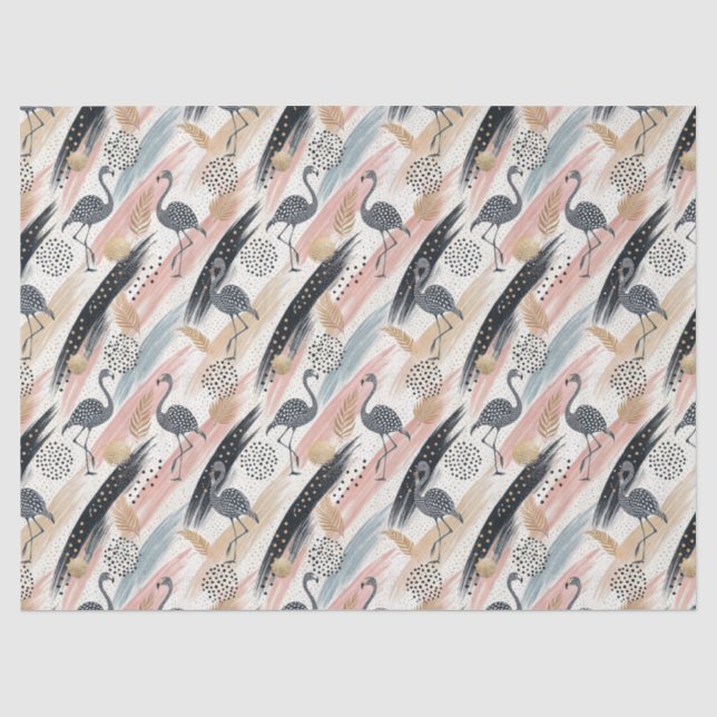 Papel De Seda Padrão de Flamingo e Brushbrato estilizado (Frente )