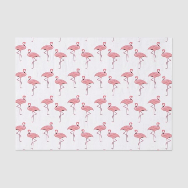 Papel De Seda Padrão de Flamingo Rosa Clássico (Frente )