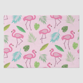 Papel De Seda Padrão de flamingo rosa com folhas tropicais
