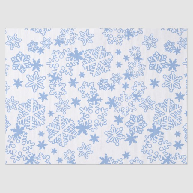 Papel De Seda Padrão de floco de neve azul claro (Frente )