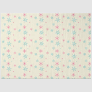 Papel De Seda Padrão De Floco De Neve Cor-De-Rosa E Azul No inve