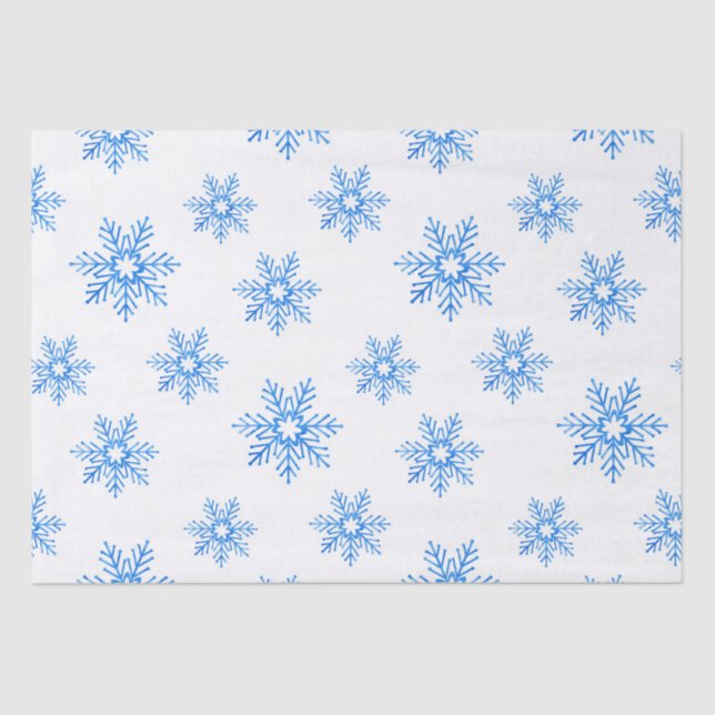Papel De Seda Padrão de Floco de Neve da Cor Azul (Frente )