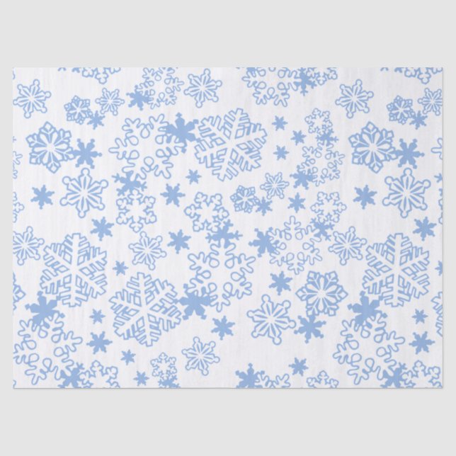 Papel De Seda Padrão de Floco de Neve de Inverno Azul Claro (Frente )