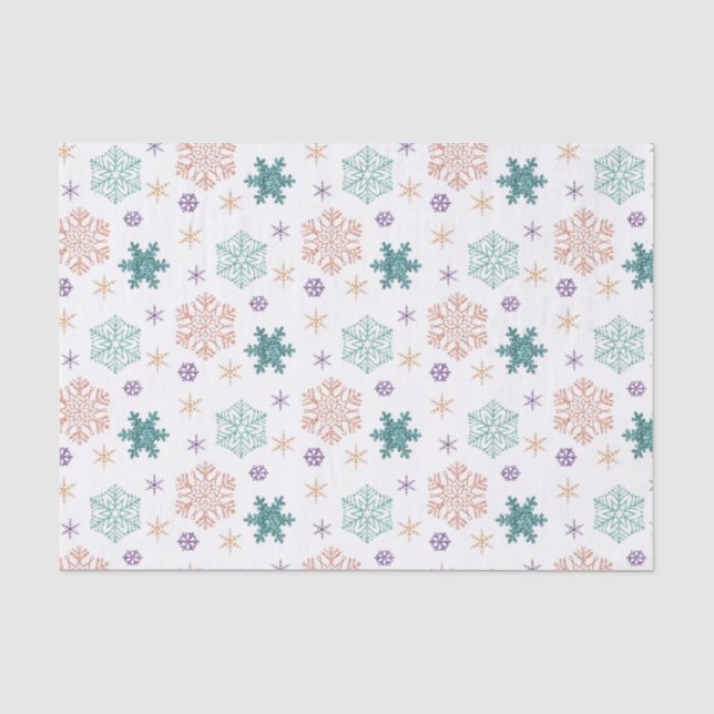 Papel De Seda Padrão de Floco de Neve do Pastel Elegante (Frente )