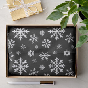 Papel De Seda Padrão de floco de neve preto e branco elegante mo