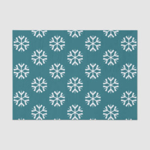 Papel De Seda Padrão de Flocos de Neve em Turquesa, Verde Água e