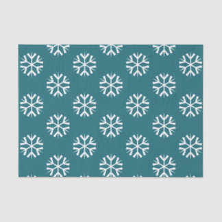 Papel De Seda Padrão de Flocos de Neve em Turquesa, Verde Água e