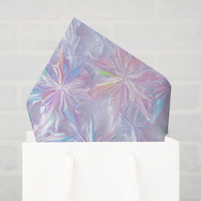 Papel De Seda Padrão de flocos de neve iridescentes cintilantes (Sacola de presentes)