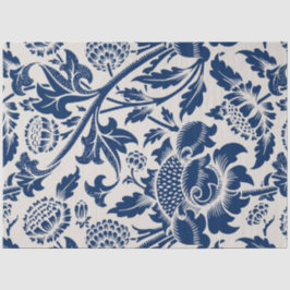 Papel De Seda Padrão de Flor Azul Vintage