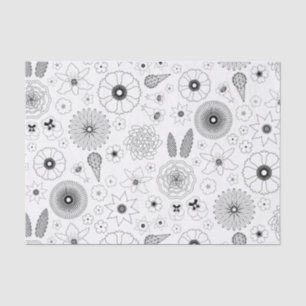 Papel De Seda Padrão De Flor Botânica Subtemporário Preto