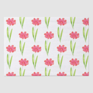 Papel De Seda Padrão de Flor de Água Vermelho, Rosa