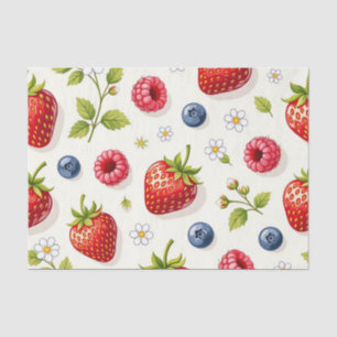 Papel De Seda Padrão de Flor de Cerejeira Frutas Frescas de Verã