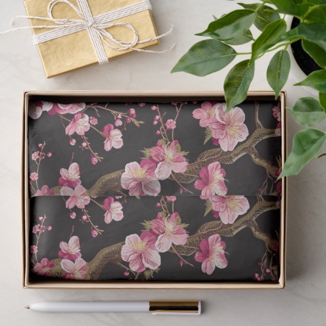 Papel De Seda Padrão de Flor de Cerejeira Sakura (Presente)
