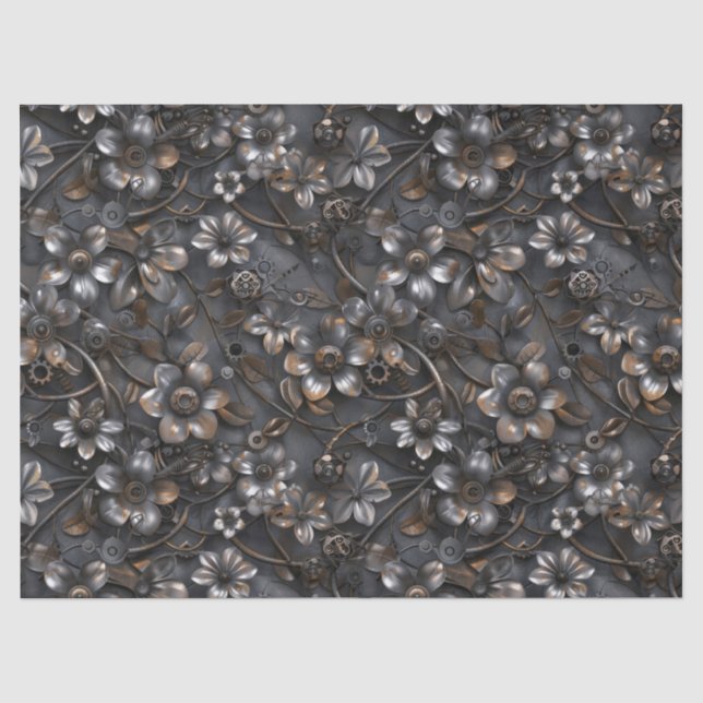 Papel De Seda Padrão de Flor de Metal Enferrujado Steampunk para (Frente )
