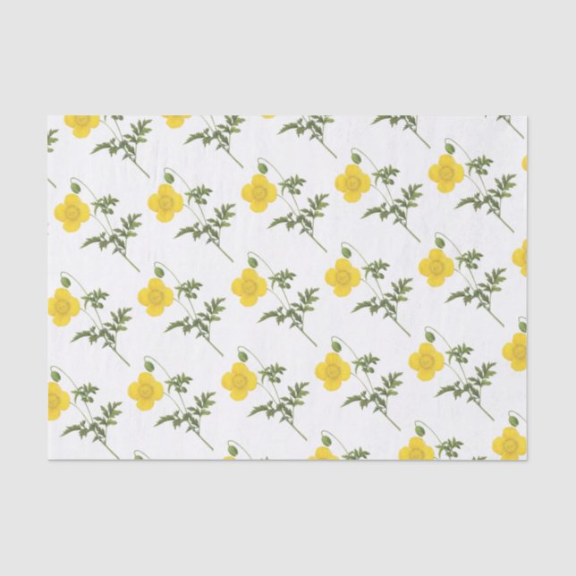 Papel De Seda Padrão de Flor de Papoila (Frente )