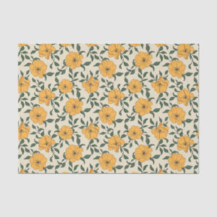 Papel De Seda Padrão de Flor de Papoila Laranja