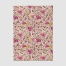 Papel De Seda Padrão de Flor Desabrochada com Rosa Bonita Bordad