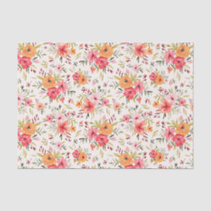 Papel De Seda Padrão de Flor do Jardim de Portos Laranja